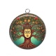 Pendentif Cabochon Argent -  arbre de vie bouddha