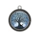 Pendentif Cabochon Argent - arbre de vie chat