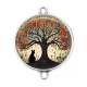 Connecteur Cabochon Argent - arbre de vie chat