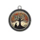 Pendentif Cabochon Argent - arbre de vie chat