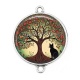 Connecteur Cabochon Argent - arbre de vie chat