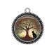 Pendentif Cabochon Argent - arbre de vie chat