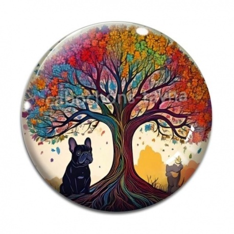 Cabochon Verre - arbre de vie chien