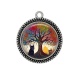 Pendentif Cabochon Argent - arbre de vie chien