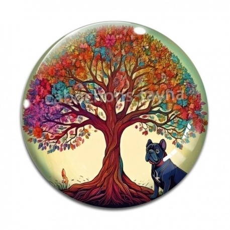 Cabochon Verre - arbre de vie chien