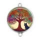 Connecteur Cabochon Argent - arbre de vie chien