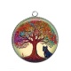 Pendentif Cabochon Argent - arbre de vie chien