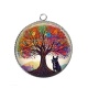 Pendentif Cabochon Argent - arbre de vie chien