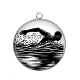 Pendentif Cabochon Argent - natation