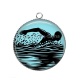 Pendentif Cabochon Argent - natation