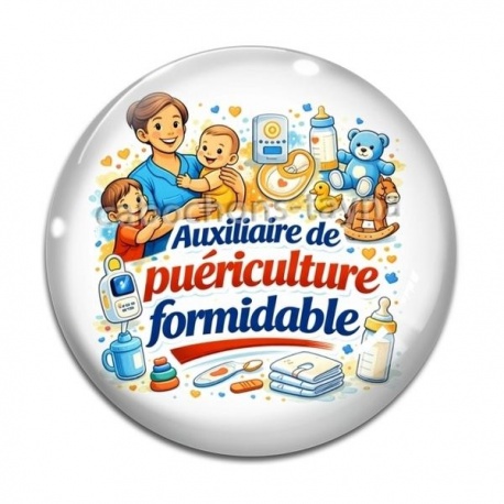 Cabochon Verre - auxiliaire de puériculture formidable