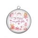 Pendentif Cabochon Argent - je t'aime ma petite fille
