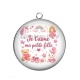 Pendentif Cabochon Argent - je t'aime ma petite fille
