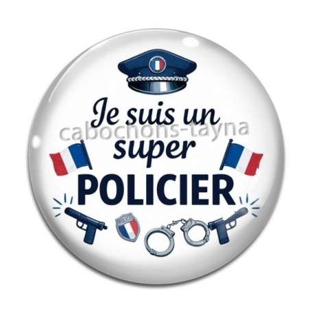 Cabochon Verre - je suis un super policier