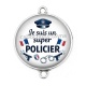 Connecteur Cabochon Argent - je suis un super policier