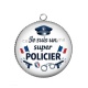 Pendentif Cabochon Argent - je suis un super policier