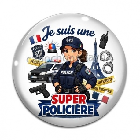 Cabochon Verre - je suis une super policière