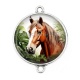 Connecteur Cabochon Argent - cheval