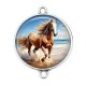 Connecteur Cabochon Argent - cheval