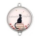 Connecteur Cabochon Argent - chat coquelicot