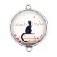Connecteur Cabochon Argent - chat coquelicot