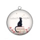 Pendentif Cabochon Argent - chat coquelicot