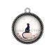 Pendentif Cabochon Argent - chat coquelicot