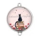 Connecteur Cabochon Argent - chat coquelicot