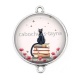 Connecteur Cabochon Argent - chat coquelicot