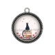 Pendentif Cabochon Argent - chat coquelicot