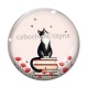 Cabochon Verre - chat coquelicot