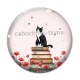 Cabochon Verre - chat coquelicot