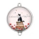 Connecteur Cabochon Argent - chat coquelicot