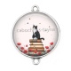 Connecteur Cabochon Argent - chat coquelicot