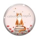 Cabochon Verre - chat coquelicot livre