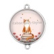 Connecteur Cabochon Argent - chat coquelicot livre