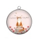 Pendentif Cabochon Argent - chat coquelicot livre