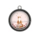 Pendentif Cabochon Argent - chat coquelicot livre