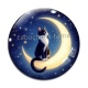 Cabochon Verre - chat noir sur lune