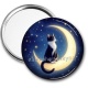 Miroir de poche - chat noir sur lune