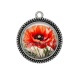 Pendentif Cabochon Argent - coquelicot rouge