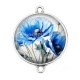 Connecteur Cabochon Argent - coquelicot bleu