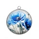Pendentif Cabochon Argent - coquelicot bleu