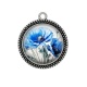 Pendentif Cabochon Argent - coquelicot bleu