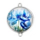 Connecteur Cabochon Argent - coquelicot bleu