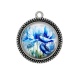 Pendentif Cabochon Argent - coquelicot bleu