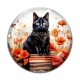Cabochon Verre - chat coquelicot livre