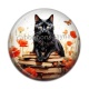 Cabochon Résine - chat coquelicot livre