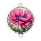 Connecteur Cabochon Argent - coquelicot fuchsia