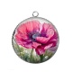 Pendentif Cabochon Argent - coquelicot fuchsia